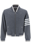 Thom Browne 4-bar Varsity Jacket In Wool Mel In Grey