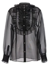 DOLCE & GABBANA PLASTRON AND RUFFLE SHIRT SHIRT, BLOUSE BLACK