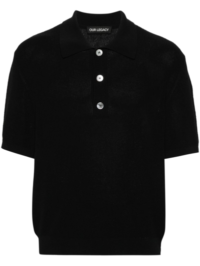 Our Legacy Traditional Polo Shirt Men Black In Cotton