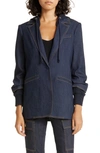 Cinq À Sept Cheyenne Love Letter Embellished Denim Blazer In Indigo