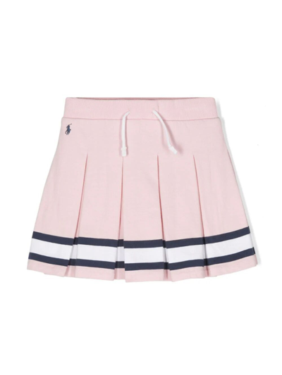 Polo Ralph Lauren Kids' Pleated Cotton-blend Jersey Skirt In Pink & Purple