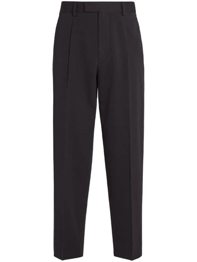 Zegna Dark Brown Cotton And Wool Pants