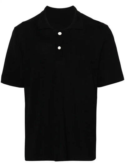 Jacquemus Maille Honeycomb-knit Polo Shirt In Black