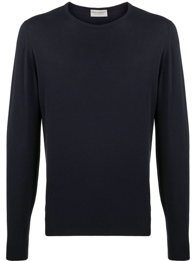 John Smedley Hatfield Crew Neck Long Sleeves Pullover In Blue