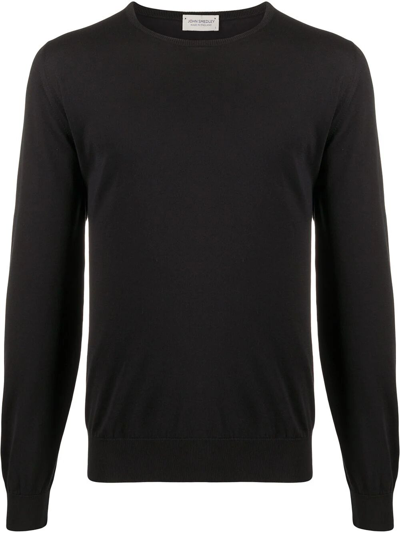 John Smedley Hatfield Crew Neck Long Sleeves Pullover In Black