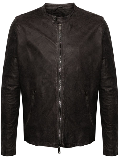 Giorgio Brato Crinkled Leather Jacket In Black