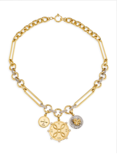 Foundrae Women's True Love, Resilience & Dream Two-tone 18k Gold & 3.74 Tcw Diamond Triple-pendant Necklace