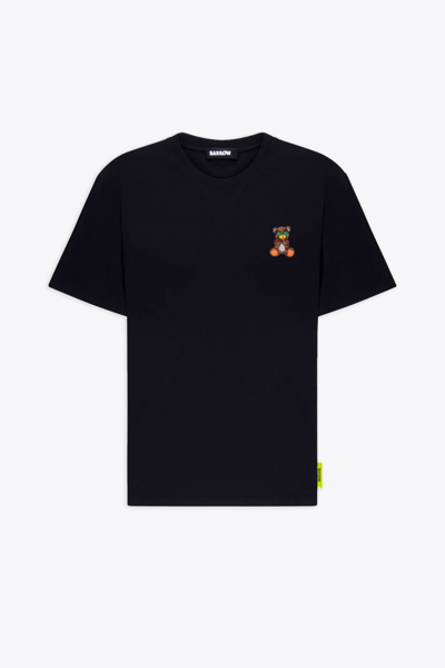 Barrow Jersey T-shirt Unisex Black T-shirt With Chest Teddy Bear Print In Nero