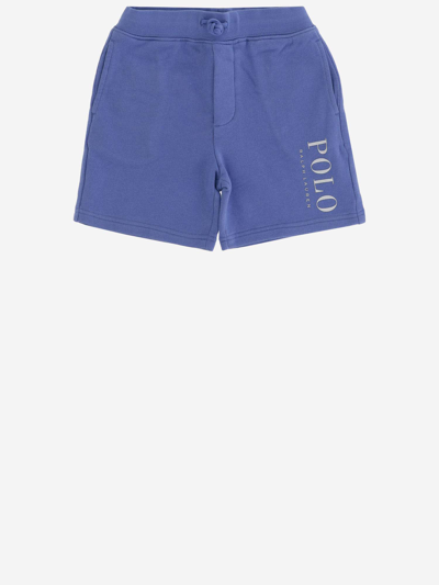 Polo Ralph Lauren Kids' Cotton Blend Logo Short Pants In Blue