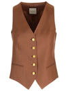 Tagliatore Linen Vest In Brown