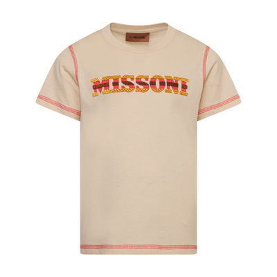 Missoni Kids' T-shirt Con Logo In Beige