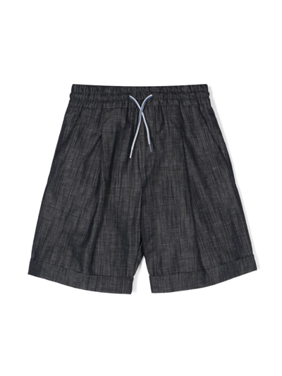 Missoni Kids' Logo细节钱布雷布短裤 In Blue