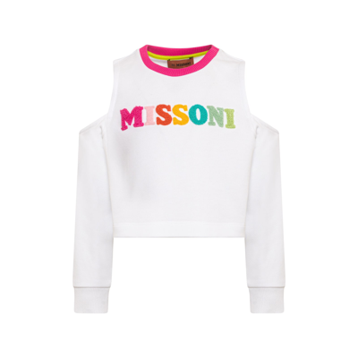 Missoni Kids' Felpa Con Logo In White