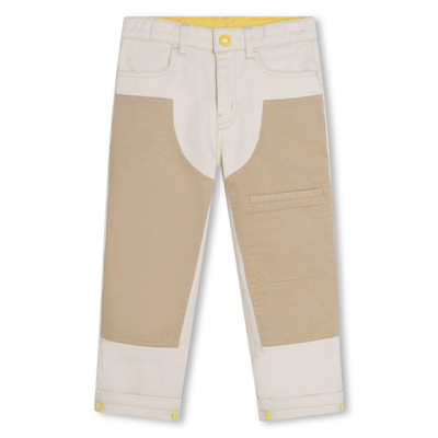 Marc Jacobs Kids' Logo-patch Straight-leg Trousers In Beige