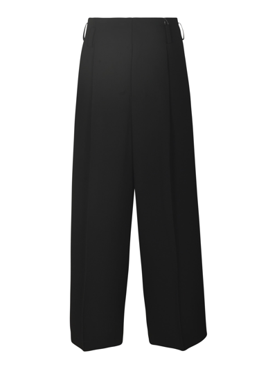 Yohji Yamamoto Wide Straight Leg Plain Trousers In Black