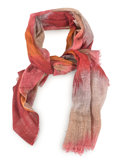 Mirror In The Sky Fringe Edge Tie-dye Scarf In Orange