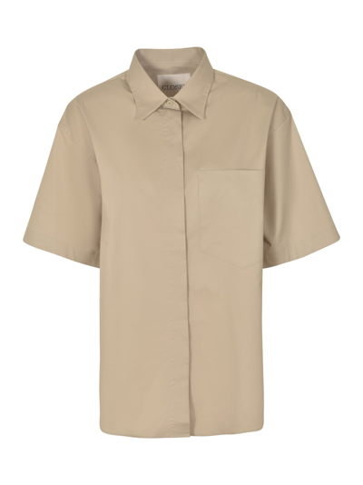 Closed Short-sleeved Plain Shirt In Washed Shore