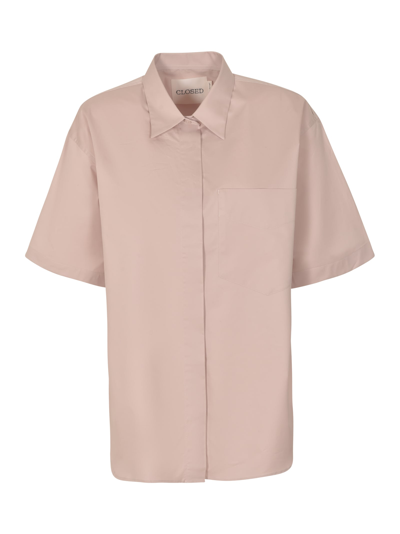 Closed Short-sleeved Plain Shirt In Pink