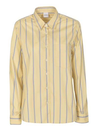 Aspesi Patched Pocket Stripe Shirt In Yellow