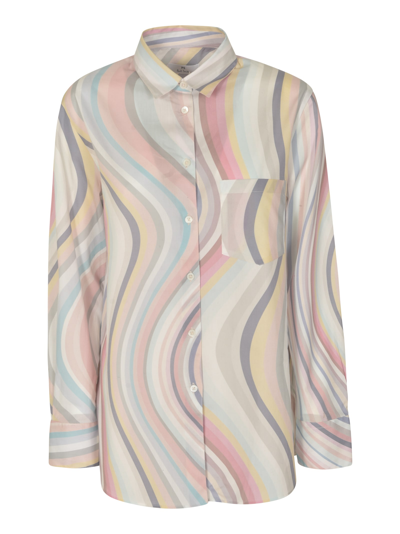 Paul Smith Wave Print Shirt In Multicolor
