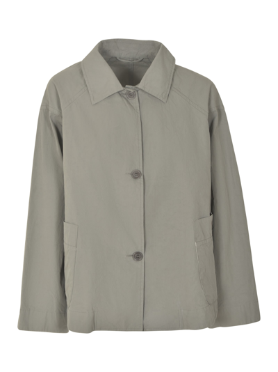 Casey Casey Patched Pocket Buttoned Plain Shirt In Light Grey