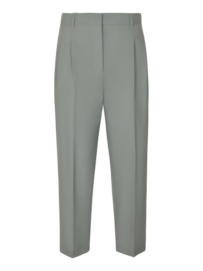 Paul Smith Pleat Effect Plain Cropped Trousers In Emerald