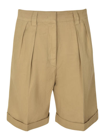 Aspesi Pleat Effect Plain Trouser Shorts In Coloniale