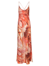 Roberto Cavalli Feather-print Halter-neck Maxi Dress In Aragosta