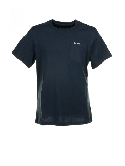 Barbour Navy Blue T-shirt With Pocket And Logo
