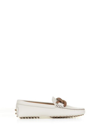 Tod's Drive Loafers With Caps In White