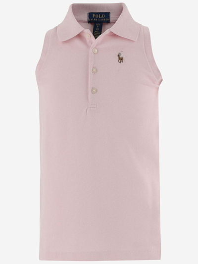 Polo Ralph Lauren Kids' Sleeveless Polo Shirt With Logo In Pink