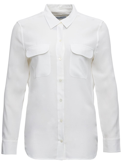 EQUIPMENT WHITE SILK SHIRT WITH POCKETS