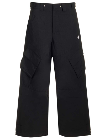 Marcelo Burlon County Of Milan Wide Leg Cargo Trousers In Black