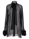 Dolce & Gabbana Rose Chiffon Shirt Shirt And Blouse Black In Black