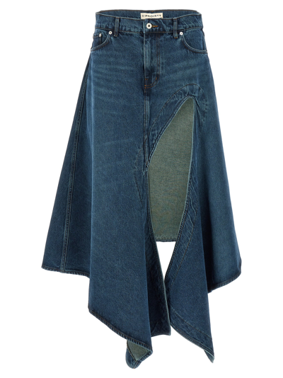 Y/PROJECT EVERGREEN CUT OUT DENIM SKIRT