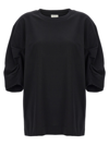 Dries Van Noten Women Black Cotton Draped T-shirt In Black