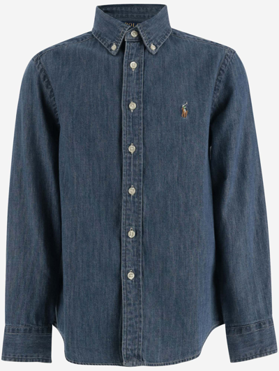 Polo Ralph Lauren Kids' Cotton Denim Shirt With Logo In Blue