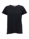 ALLUDE BLACK CREWNECK T-SHIRT IN COTTON WOMAN