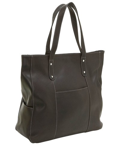 Le Donne Slip Pocket Large Leather Tote In Brown