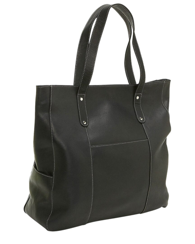 Le Donne Slip Pocket Large Leather Tote In Black