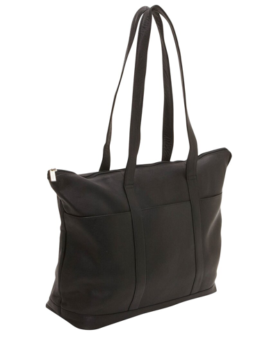 Le Donne Large Pocket Leather Tote In Black