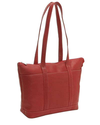 Le Donne Large Pocket Leather Tote In Red