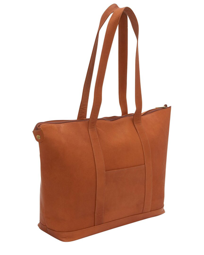 Le Donne Large Pocket Leather Tote In Brown