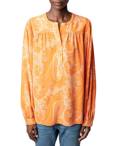 Zadig & Voltaire Tigy Silk Blouse In Orange