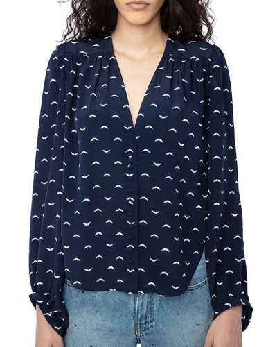 Zadig & Voltaire Turin Silk Blouse In Blue
