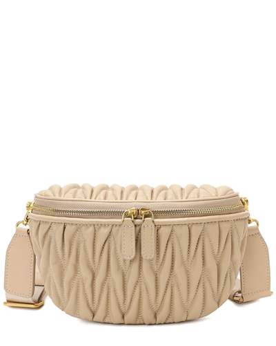Tiffany & Fred Paris Full-grain Pleated Leather Bag In Brown