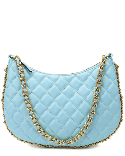 Tiffany & Fred Paris Quilted Leather Crossbody In Blue