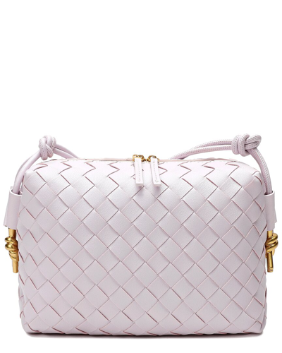 Tiffany & Fred Paris Large Woven Leather Crossbody In Pink