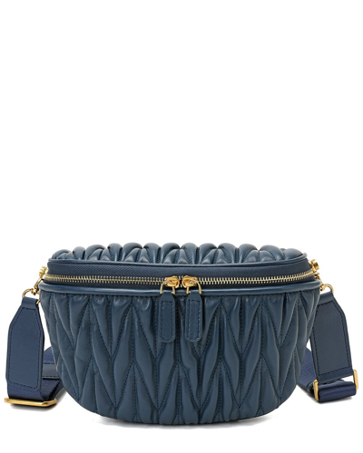 Tiffany & Fred Paris Full-grain Pleated Leather Bag In Blue
