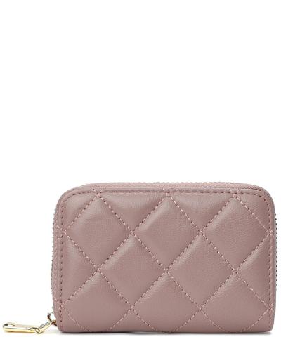 Tiffany & Fred Paris Quilted Leather Card Holder In Pink